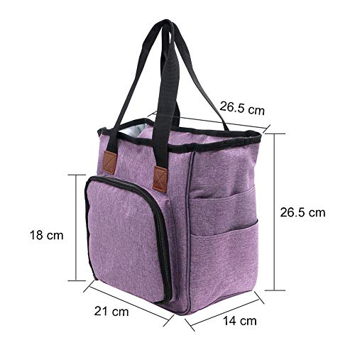 SumDirect Yarn Bag, Knitting Organizer Tote Bag Portable Storage Bag for Yarns, Carrying Projects, Knitting Needles, Crochet Hooks, Manuals and Other Accessories (Purple) - Image 2