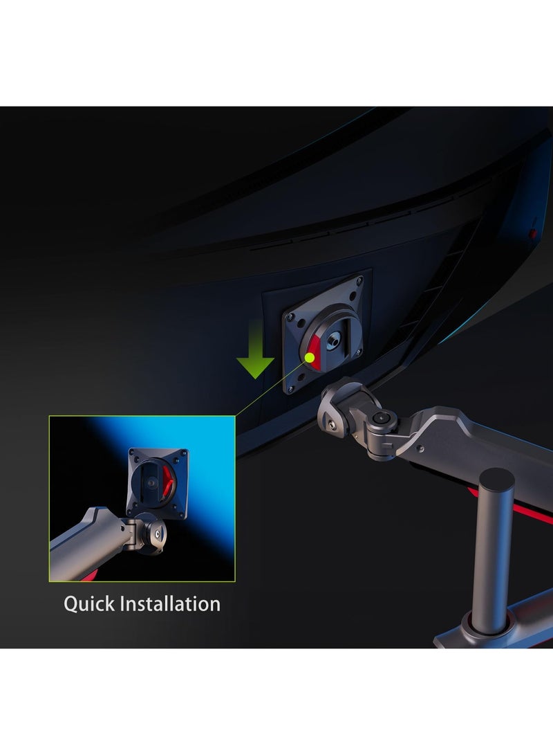 L70 Gaming Monitor Arm for 32-60 inch Flat, Ultra Wide, and Curved Monitors; Robust Monitor Base Supporting Up to 20 kg with 75/100 mm VESA Mounting Support from NB Ergonomic - Image 3