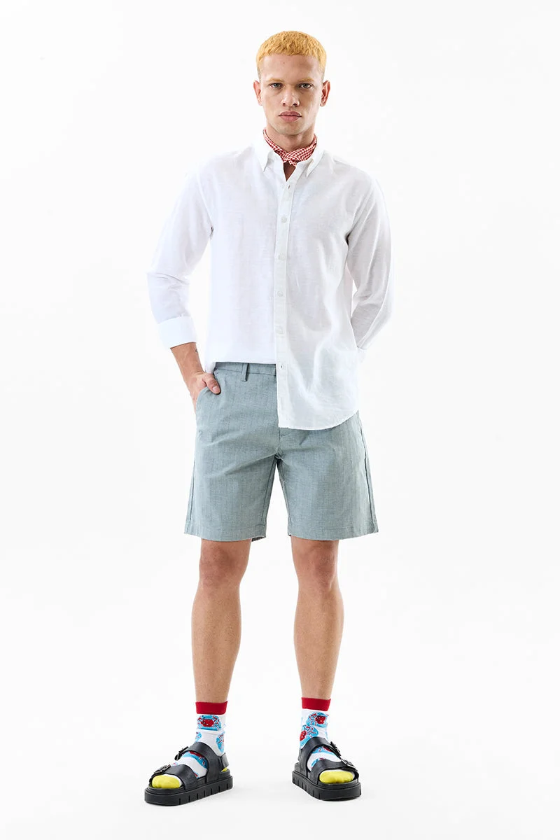 SNITCH شورت رمادي فاتح مقلم بقصة عادية