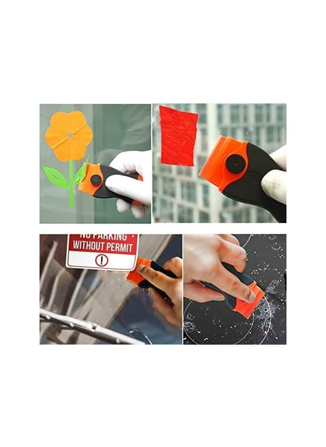 PROMASS Plastic Scraper with 10 Plastic Razor Blade, Adhesive Remover, Sticky Remover for Removing Lable, Glue, Decal in The Glass, Window, Floor, Orange  - Image 5