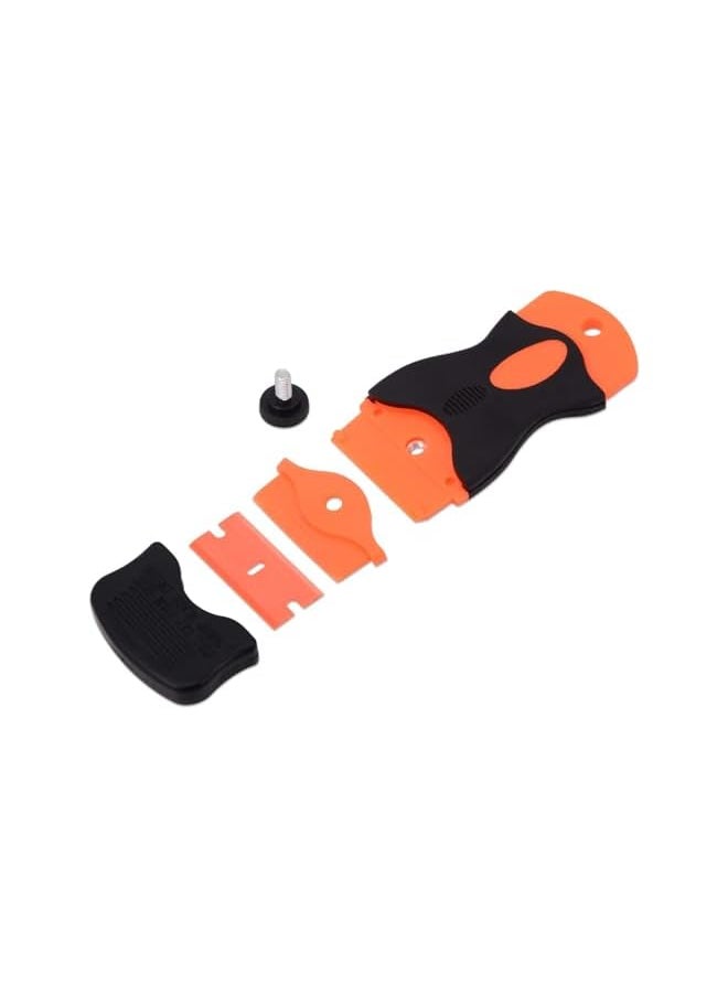 PROMASS Plastic Scraper with 10 Plastic Razor Blade, Adhesive Remover, Sticky Remover for Removing Lable, Glue, Decal in The Glass, Window, Floor, Orange  - Image 2