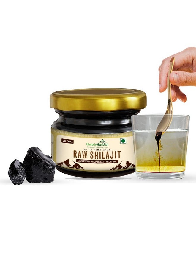 Simply Herbal شيلجيت خام هيمالايا الطبيعي من سيمبلي هيربال 20غ | يعزز القوة والقدرة على التحمل للرجال والنساء | معزز للأداء لتحمل الجهد والقدرة على التحمل | شيلجيت 100% نقي - Image 1