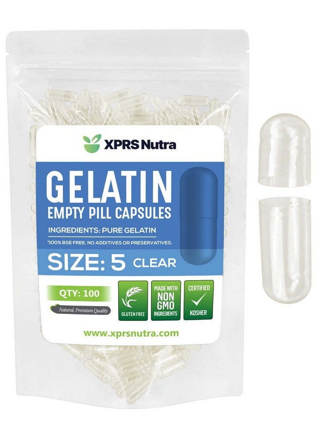 XPRS Nutra Size 5 Empty Capsules - 100 Count Clear Very Small Empty Gelatin Capsules - Pills DIY Capsule Filling - Fillable Pill Gel Caps for Do-It-Yourself Vitamin Supplements - Image 1