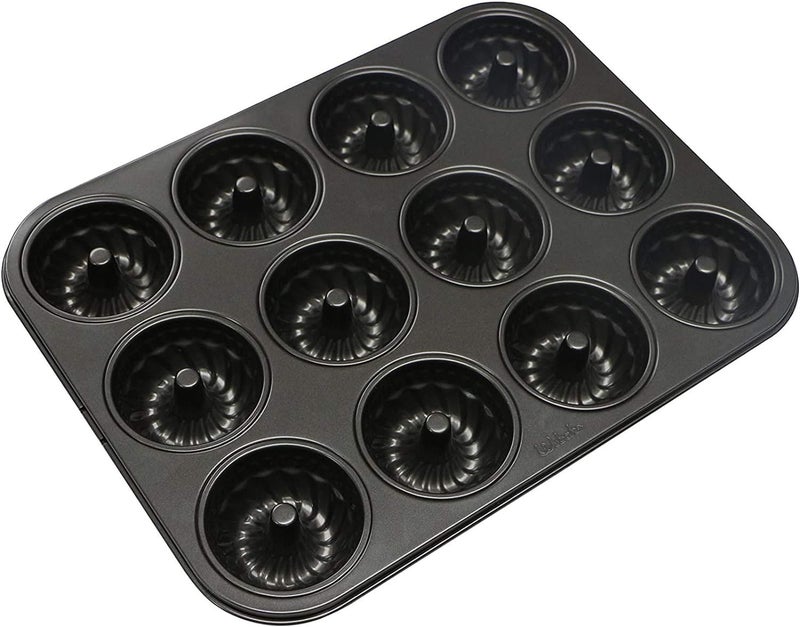 Webake Mini Fluted Tube Cake Pan NonStick 28 Inch Cake Baking Pan Heavy Gauge Carbon Steel 12Cavity