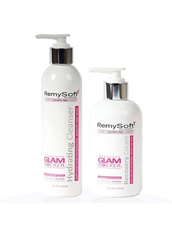 RemySoft Glam Rocker Hydrating Cleanser & Recovery Cream Duo Safe For Hair Extensions Weaves And Wigs Salon Formula Shampoo And Conditioner Combo Gentle Sulfatefree Lather - Image 1
