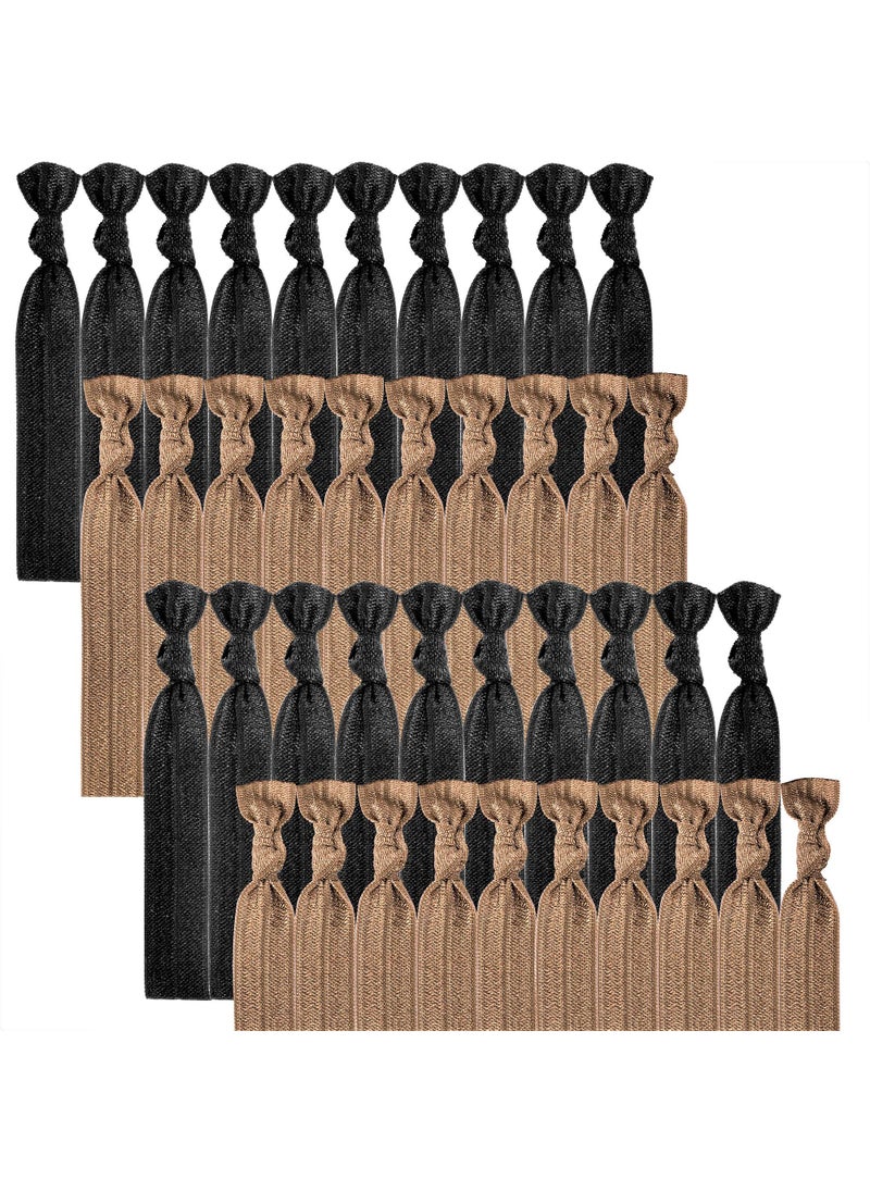 79STYLE 79style Women's Hair Accessories - 100pcs Fabric Ribbon Ties, Knotted Ponytail Holders in Brown & Black, No Break, No Damage, Soft & Flat for Yoga 