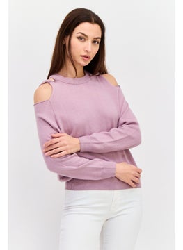 Women Round Neck Cold Shoulder Sleeve Knitted Top, Light Purple - pzsku/ZA1D7694D5ECAE52A51A6Z/45/_/1737642265/35b8e662-5aea-415d-8ebe-9d992296e1cb