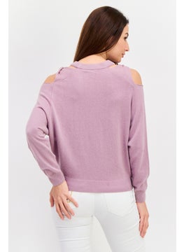 Women Round Neck Cold Shoulder Sleeve Knitted Top, Light Purple - pzsku/ZA1D7694D5ECAE52A51A6Z/45/_/1737642277/fd102a71-0cec-4b15-b0b1-4a06a0e416a6