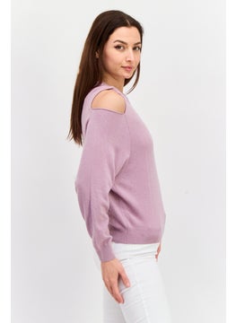 Women Round Neck Cold Shoulder Sleeve Knitted Top, Light Purple - pzsku/ZA1D7694D5ECAE52A51A6Z/45/_/1737642279/8c0b43af-f9e2-4160-bd66-1ec9d9309da0