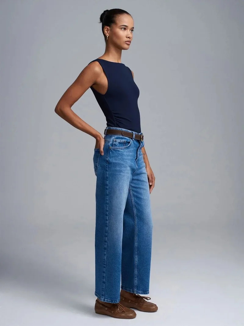 ديلفين DILVIN High-Waist Wide-Leg Denim Jeans