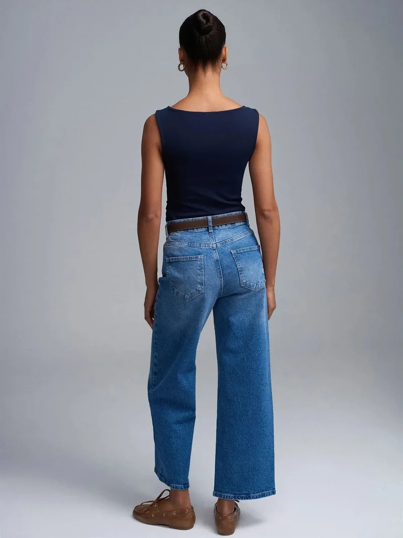 ديلفين DILVIN High-Waist Wide-Leg Denim Jeans