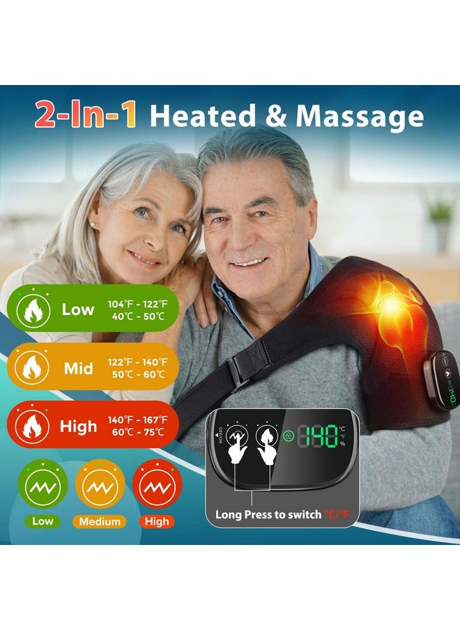 DeMoce - Cordless Heating Massage Shoulder Brace Heated Shoulder Wrap Vibration Shoulder Strap Heating Pad for Shoulder Vibration for Shoulder - Image 1