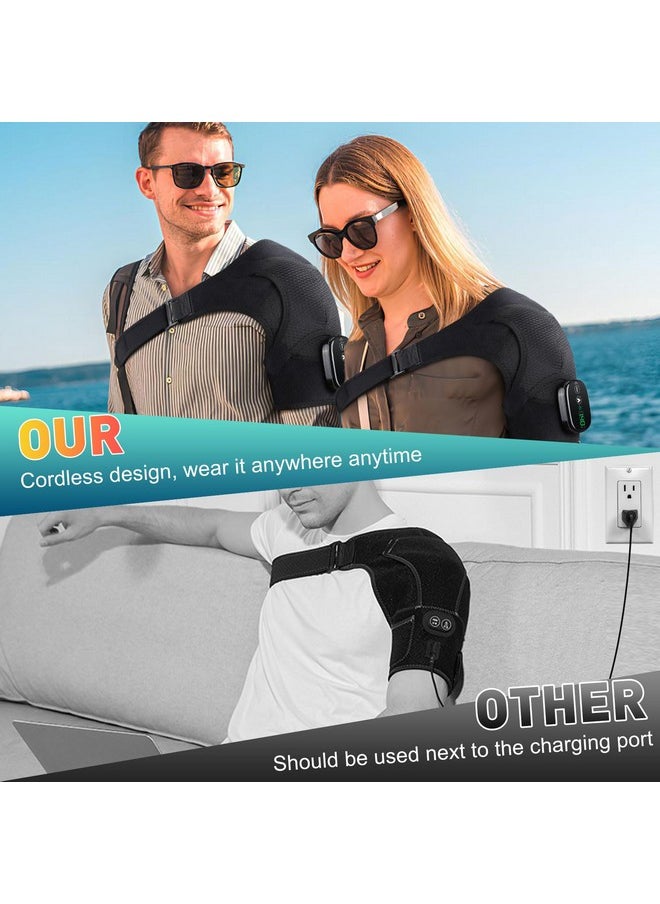 DeMoce - Cordless Heating Massage Shoulder Brace Heated Shoulder Wrap Vibration Shoulder Strap Heating Pad for Shoulder Vibration for Shoulder - Image 1
