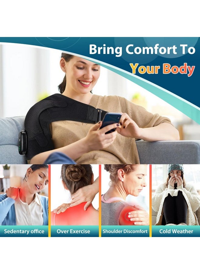 DeMoce - Cordless Heating Massage Shoulder Brace Heated Shoulder Wrap Vibration Shoulder Strap Heating Pad for Shoulder Vibration for Shoulder - Image 1