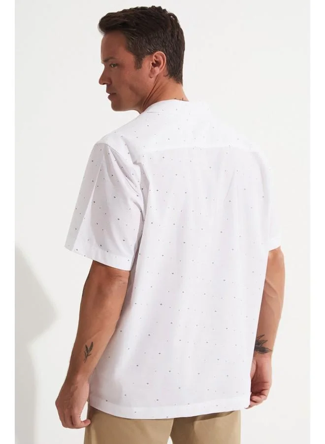 جون June Exclusive Men Short Sleeve Patterned Shirt White