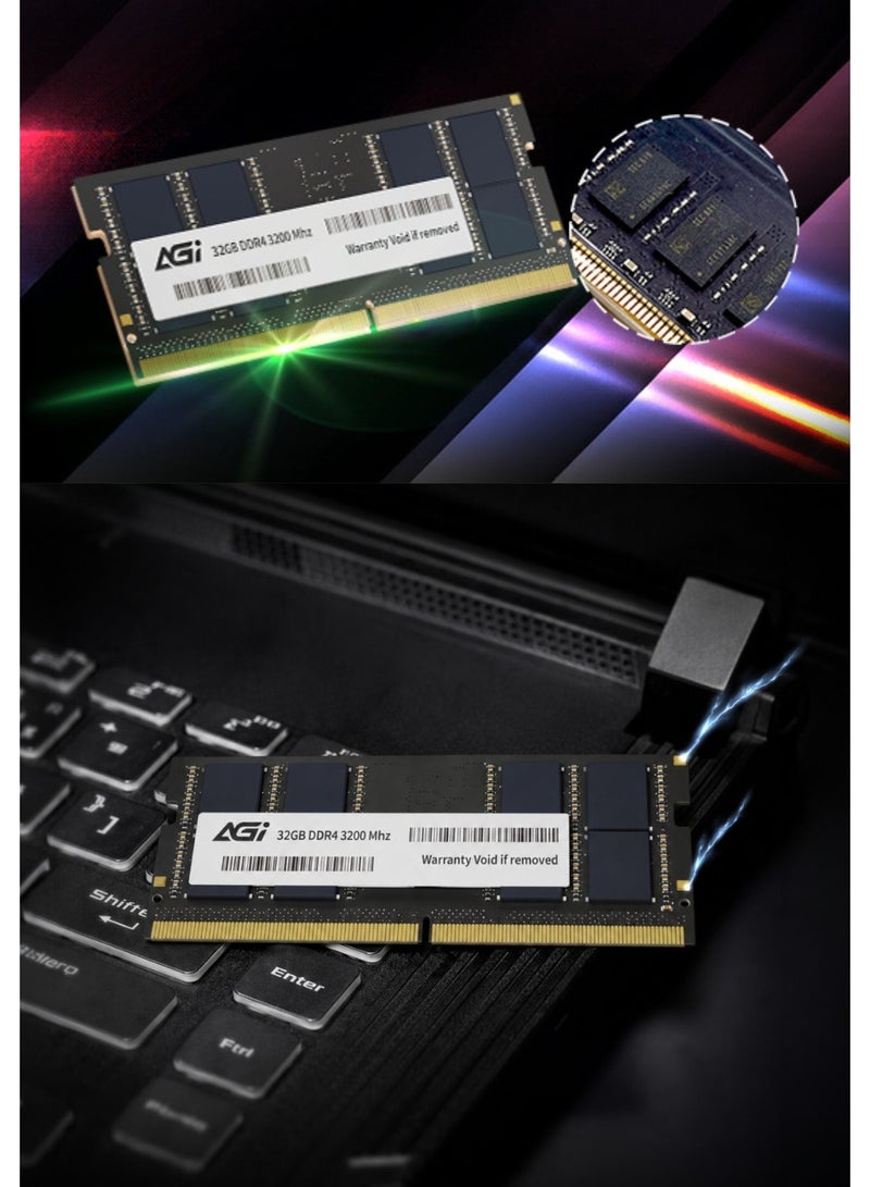 أجي ذاكرة RAM للكمبيوتر المحمول AGI سعة 16 جيجابايت DDR4 بتردد 3200 ميجاهرتز (SO-DIMM) | وحدة ذاكرة بـ 260 سنّاً | توقيت CL22 (بدون تصحيح أخطاء ECC) | ترقية ذاكرة عالية السرعة لأجهزة الكمبيوتر المحمولة والأجهزة المصغرة (Mini PCs) المتوافقة - Image 3