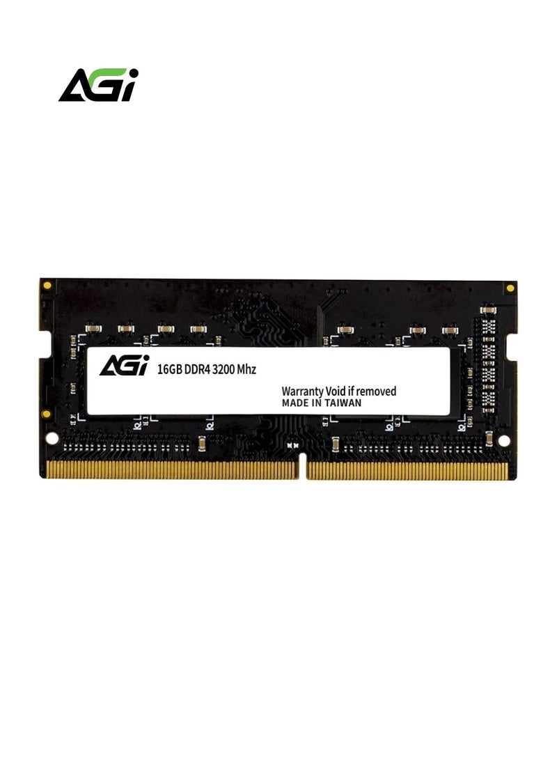 أجي ذاكرة RAM للكمبيوتر المحمول AGI سعة 16 جيجابايت DDR4 بتردد 3200 ميجاهرتز (SO-DIMM) | وحدة ذاكرة بـ 260 سنّاً | توقيت CL22 (بدون تصحيح أخطاء ECC) | ترقية ذاكرة عالية السرعة لأجهزة الكمبيوتر المحمولة والأجهزة المصغرة (Mini PCs) المتوافقة - Image 1