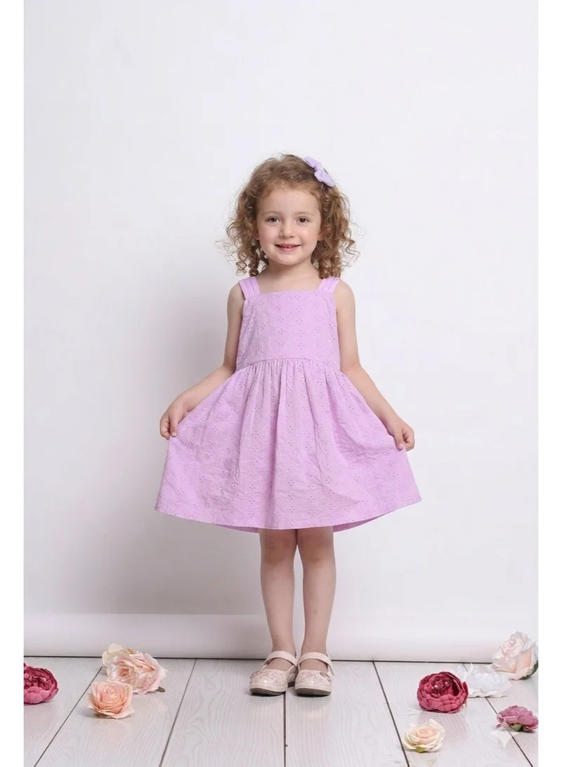 Saka Designs Lavender Embroidered A-Line Dress for Girls