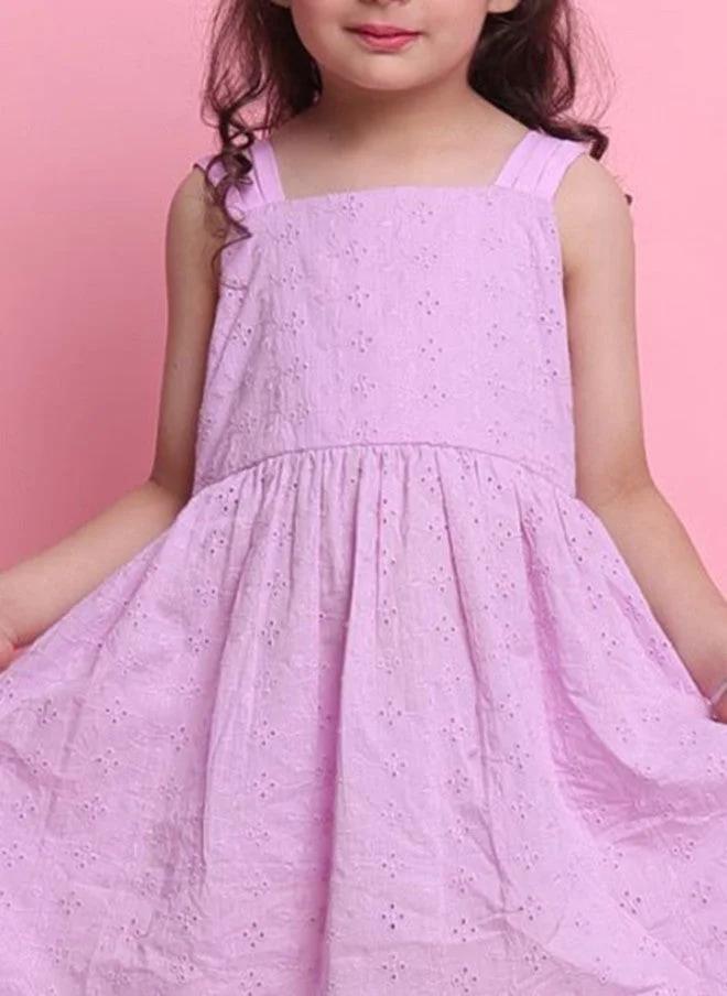 Saka Designs Lavender Embroidered A-Line Dress for Girls