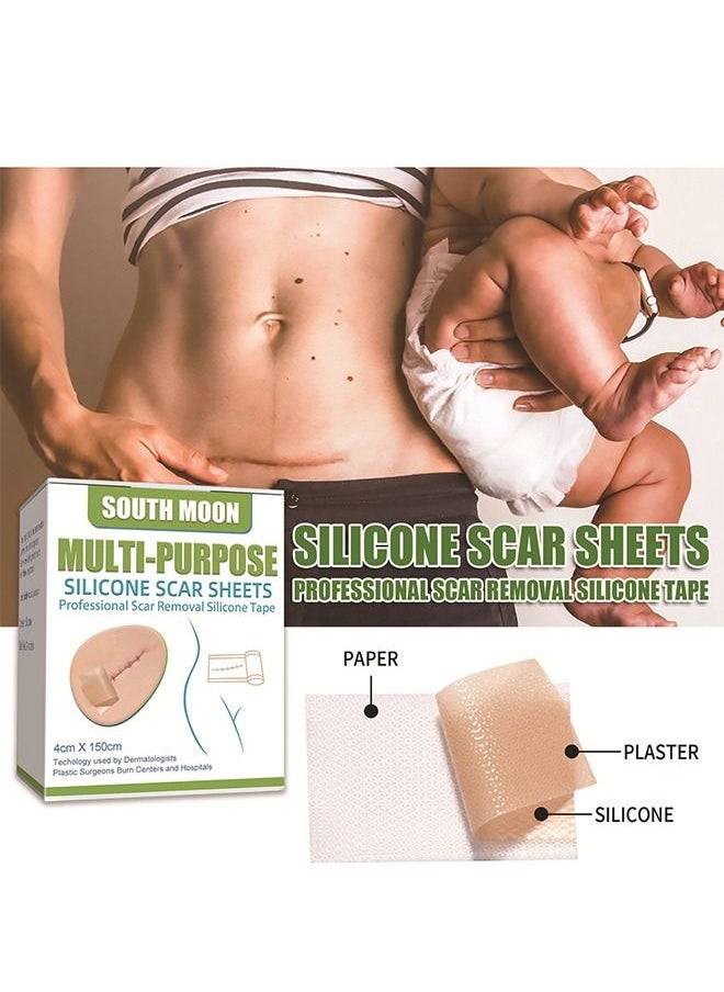 SOUTH MOON - Silicone Scar Sheets - Extra Long Scar Sheets for C-Section, Tummy Tuck, Keloid, and Surgical Scars - Reusable Medical Grade Silicone Scar Sheets - Post Surgery Supplies - Image 1