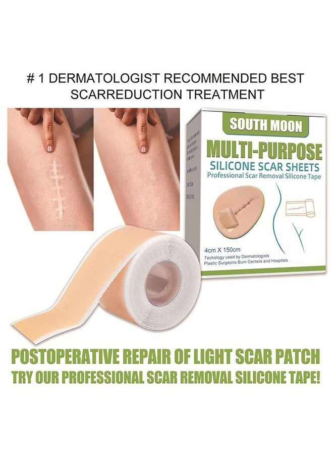 SOUTH MOON - Silicone Scar Sheets - Extra Long Scar Sheets for C-Section, Tummy Tuck, Keloid, and Surgical Scars - Reusable Medical Grade Silicone Scar Sheets - Post Surgery Supplies - Image 1