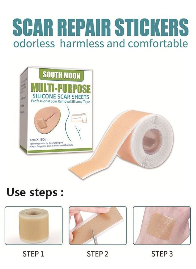 SOUTH MOON - Silicone Scar Sheets - Extra Long Scar Sheets for C-Section, Tummy Tuck, Keloid, and Surgical Scars - Reusable Medical Grade Silicone Scar Sheets - Post Surgery Supplies - Image 1