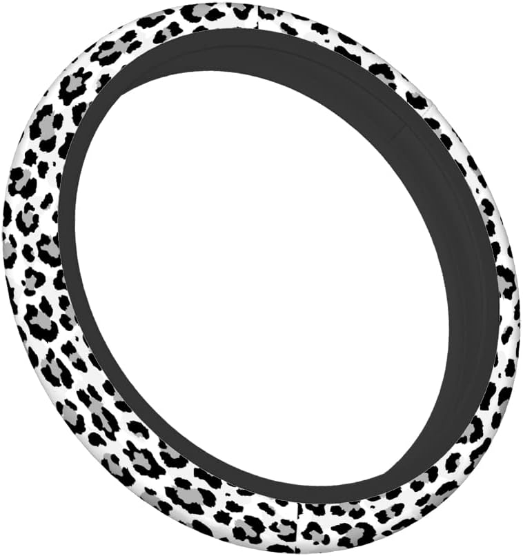 Swono Leopard Print Non-Slip Steering Wheel Cover Wild Animal Snow Leopard Neoprene Car Steering Wheel Covers Grip Automotive Steering Wheel Protector Auto Car Wrap Cover 15 Inch - Image 5