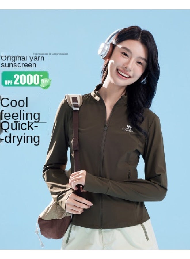 كاميل سترة واقية من الشمس للخارج، ملابس واقية من الأشعة فوق البنفسجية، واقي شمسي رياضي، معطف عادي مريح وتنفس، ملابس واقية من الشمس للنساء - Image 1