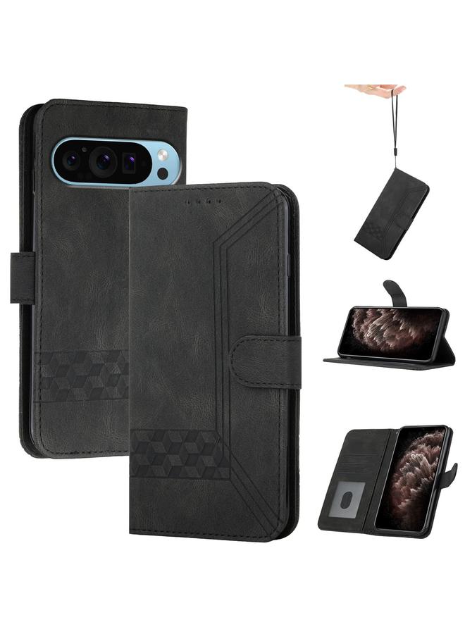 S-TOP Case For Google Pixel 9 Pro Cubic Skin Feel Flip Leather Phone Case - Image 1