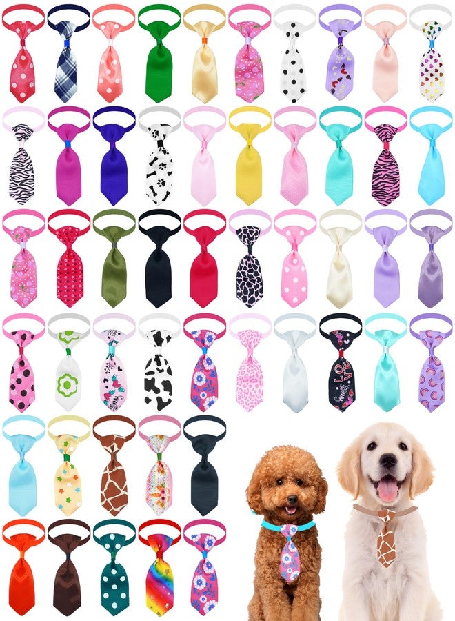 PET SHOW 50 Pack Small Dog Ties Bulk with Adjustable Collar Assorted Cute Neckties Puppy Bowties for Party Holiday Wedding Cats Neck Attachment Pet Grooming Accessories - Image 1
