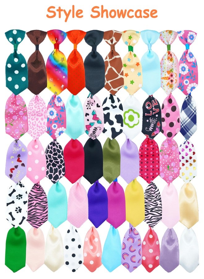 PET SHOW 50 Pack Small Dog Ties Bulk with Adjustable Collar Assorted Cute Neckties Puppy Bowties for Party Holiday Wedding Cats Neck Attachment Pet Grooming Accessories - Image 4