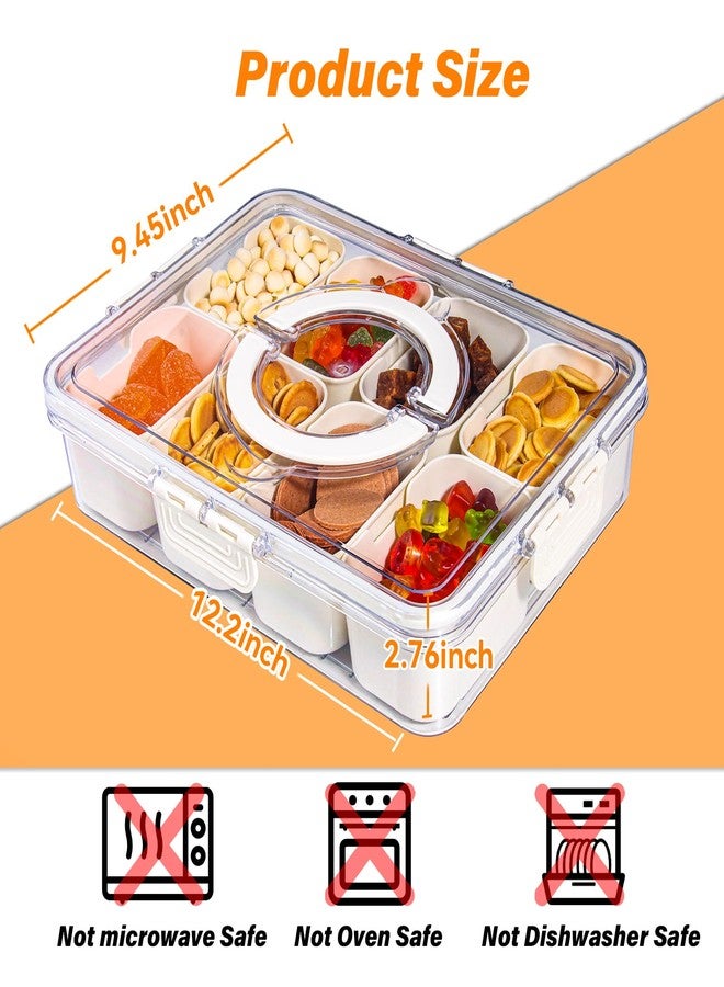 YFUIF Snackle Box Container - 8 Compartments Divided Serving Tray with Lid and Handle, BPA-Free Snack Box Organizer for Fruits, Candy, Snacks (1, White Small 8 Compartments) - Image 5