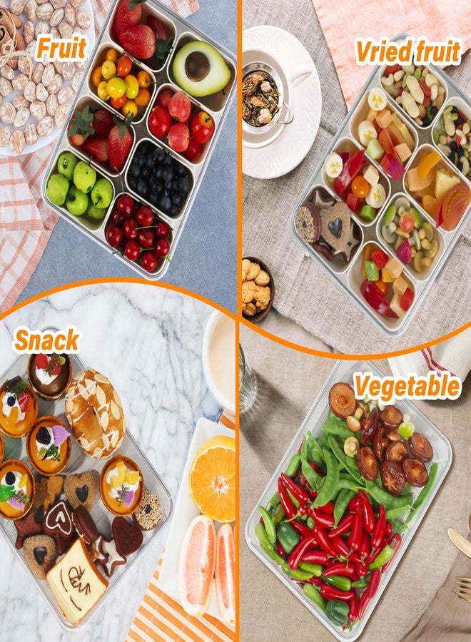 YFUIF Snackle Box Container - 8 Compartments Divided Serving Tray with Lid and Handle, BPA-Free Snack Box Organizer for Fruits, Candy, Snacks (1, White Small 8 Compartments) - Image 4