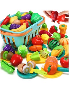 XICEN 70PCS Pretend Play Food Toys Cutting Fruit Vegetables Toys with Storage Basket Kitchen Fake Food Educational Activity Toys Set for Kids Boys Girls Children  - Image 1