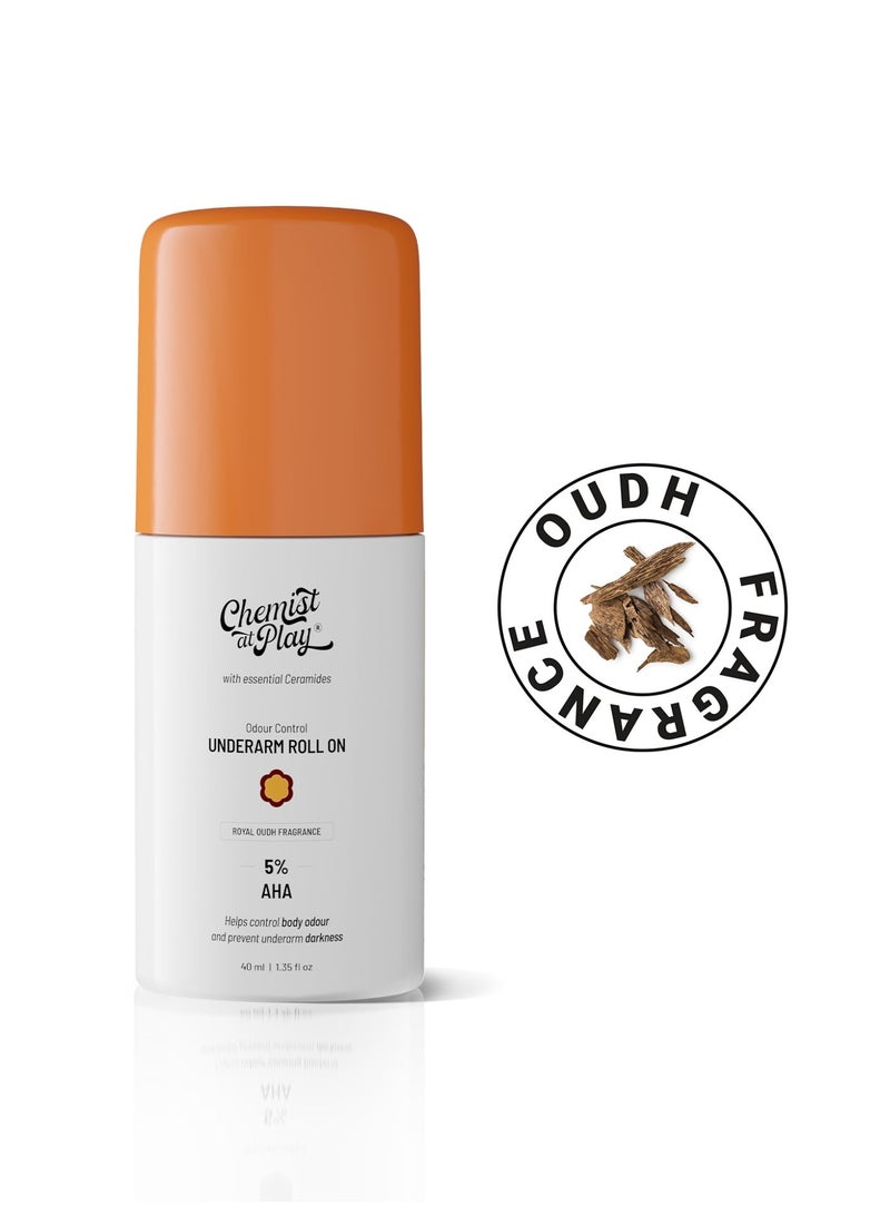 Chemist at Play Roll On Deodorant | Royal Oudh Fragrance | Underarms & Body | Lactic Acid, Mandelic Acid & Ceramides | Alcohol & Aluminium Free - Image 1