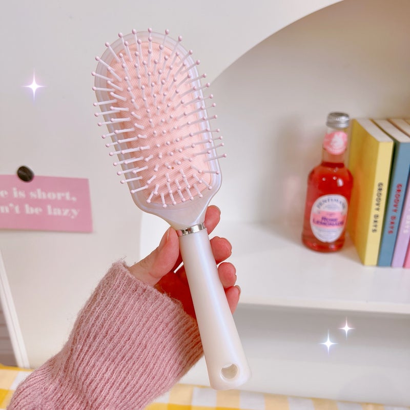Loquat Cute Japanese and Korean Airbag Massage Comb Girl Pink Air Cushion Comb Anti-static Long Hair Comb Curly Hair Comb Hairdressing Comb 3# oval pearl powder