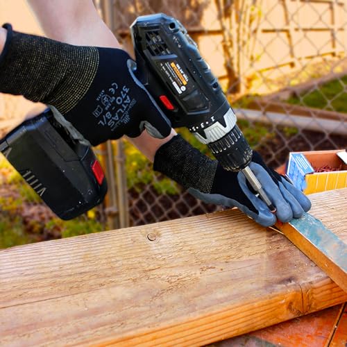 SHOWA Atlas 370 Nitrile Palm Coated General Purpose Work Gloves with Nylon Liner, Black, Medium (12 Pair) - Image 5