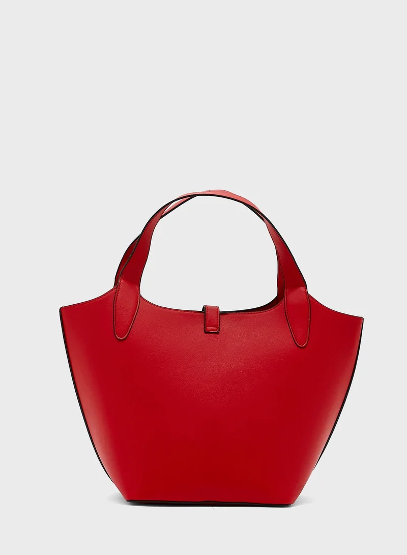 ELLA Silky Bow Detail Bucket Tote Bag