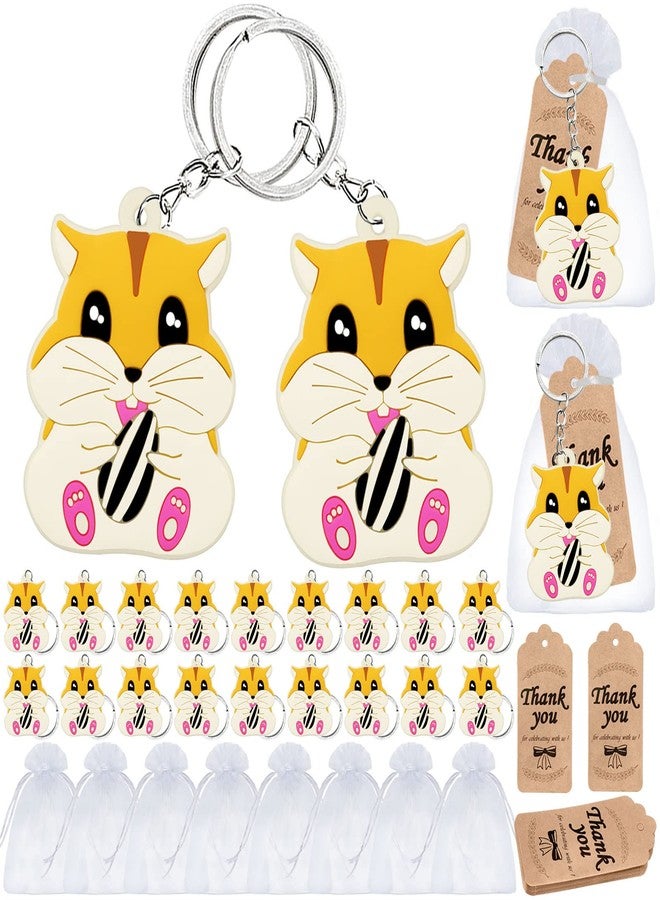 Elecrainbow 60 Pack Hamster Party Favors Include 20 Hamster Keychains, 20 Thank You Tags, 20 Gift Bags for Pet Party, Baby Shower, ONE First Birthday, Gender Reveal, Guest Goodie Bag Fillers - Image 1