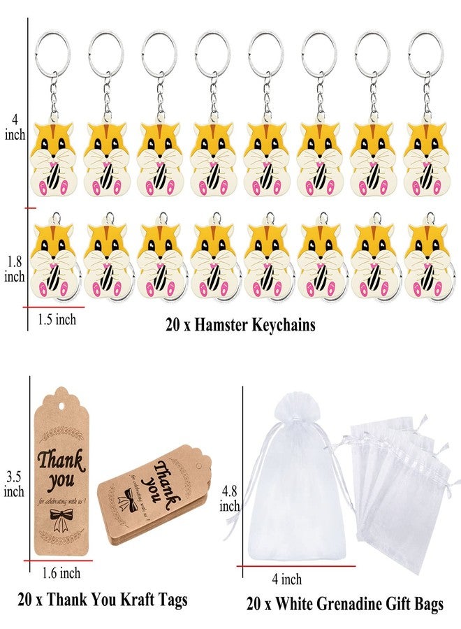 Elecrainbow 60 Pack Hamster Party Favors Include 20 Hamster Keychains, 20 Thank You Tags, 20 Gift Bags for Pet Party, Baby Shower, ONE First Birthday, Gender Reveal, Guest Goodie Bag Fillers - Image 2