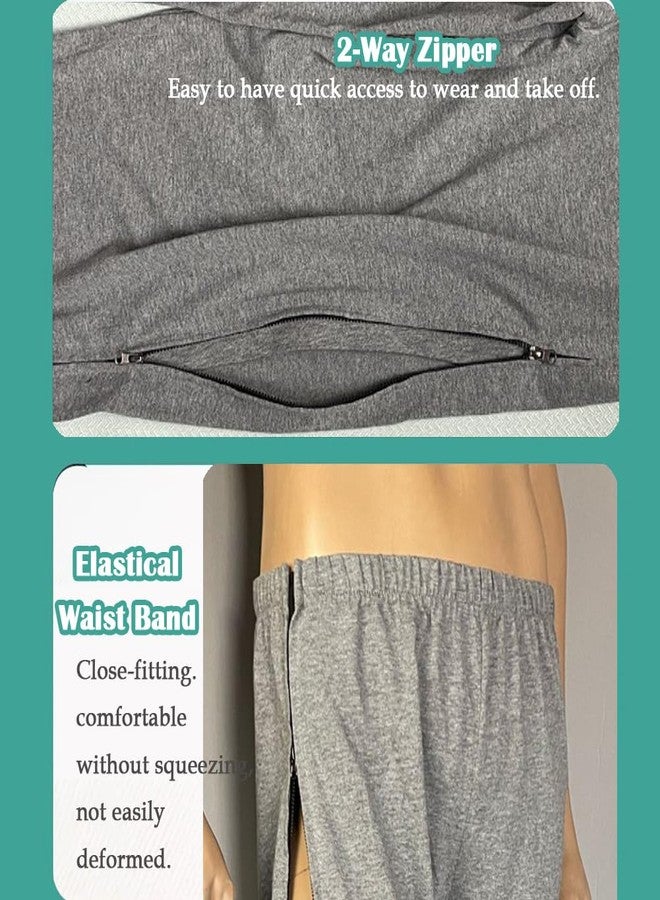 DURASIKO Two-Way Side Zipper Bedridden Patient Clothing,Patient Pants,Tear Away Pants,Soft Cotton Material,Hospital for Home Care/Post Surgery/Dialysis/Elderly/Fracture/Disability/Rehab Black - Image 3