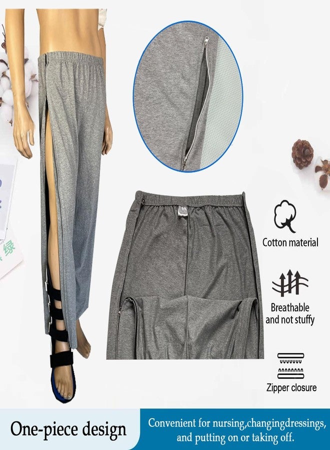 DURASIKO Two-Way Side Zipper Bedridden Patient Clothing,Patient Pants,Tear Away Pants,Soft Cotton Material,Hospital for Home Care/Post Surgery/Dialysis/Elderly/Fracture/Disability/Rehab Black - Image 2