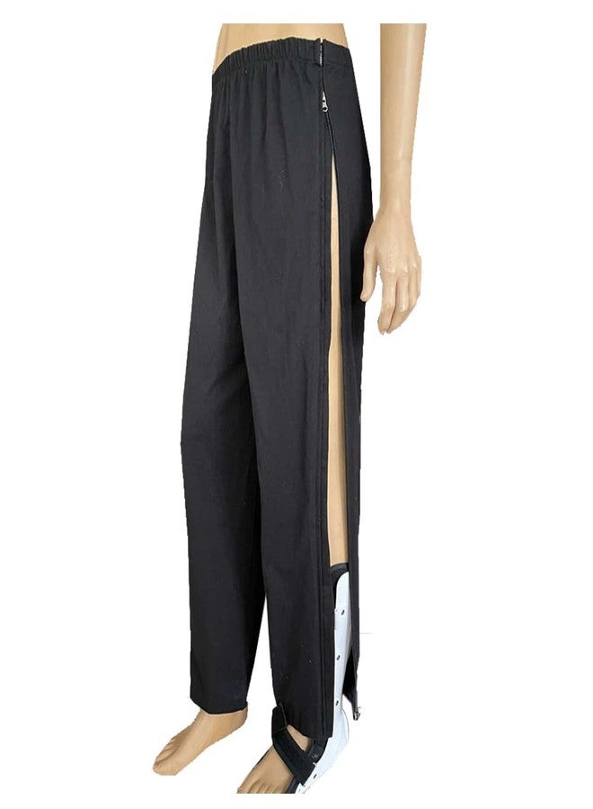 DURASIKO Two-Way Side Zipper Bedridden Patient Clothing,Patient Pants,Tear Away Pants,Soft Cotton Material,Hospital for Home Care/Post Surgery/Dialysis/Elderly/Fracture/Disability/Rehab Black - Image 1