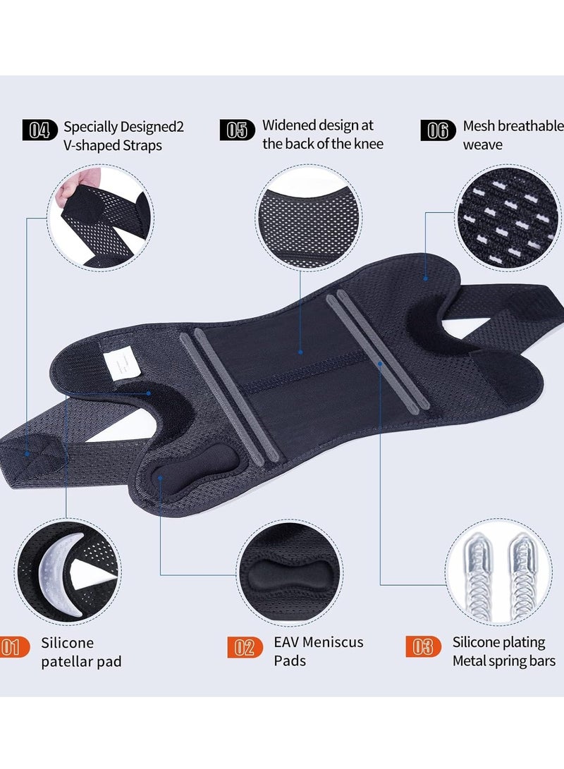 KASTWAVE Professional Knee Brace with Side Stabilizers, Adjustable Knee Support with Meniscus Pad& Patella Gel Pad for Meniscus Tear Knee Pain ACL MCL Injury Recovery Men & Women, Workout, Sports (L) - Image 2