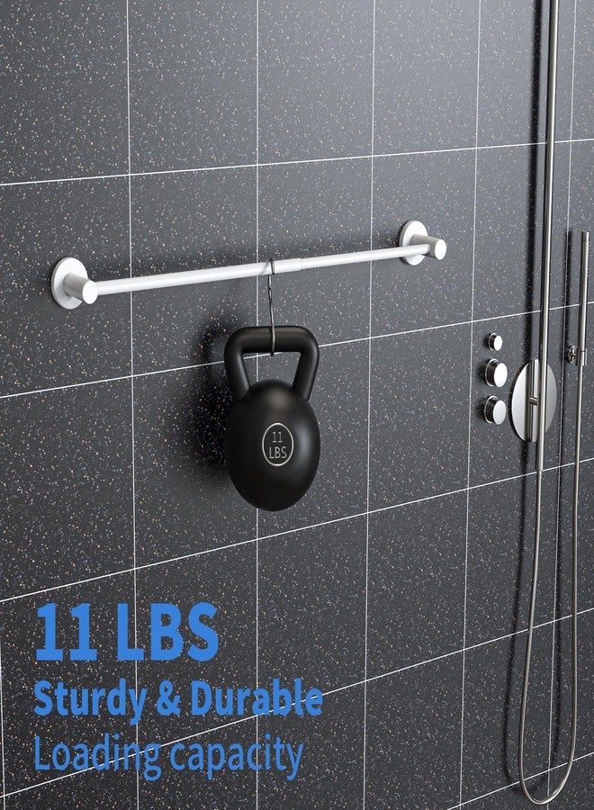 ZUEXT Adjustable Single Bath Towel Bar 16 to 27.6 Inch, ZUEXT Oil Rubbed White Stainless Steel Towel Holder Hanger,Expandable Wall Mount Towel Rail for Bathroom Kitchen,1" Tube Towel Rail Racks w/Hooks - Image 4