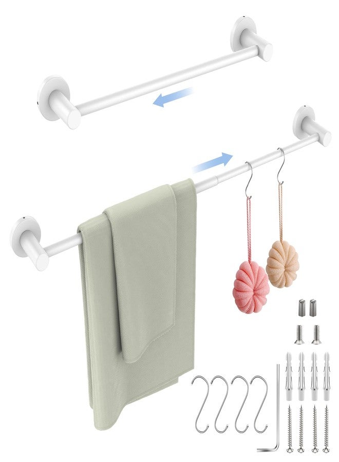 ZUEXT Adjustable Single Bath Towel Bar 16 to 27.6 Inch, ZUEXT Oil Rubbed White Stainless Steel Towel Holder Hanger,Expandable Wall Mount Towel Rail for Bathroom Kitchen,1" Tube Towel Rail Racks w/Hooks - Image 1