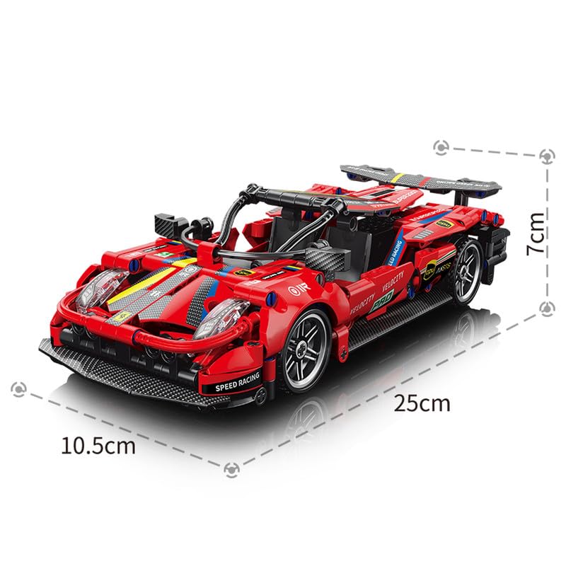 ThinkerPlace 1:18 DIY Blocks Pull-Back Car – Red | Big Pull Back Cars | STEM Learning: Learn About Energy Conversion | Educational Toy for Kids 8+ - Image 2