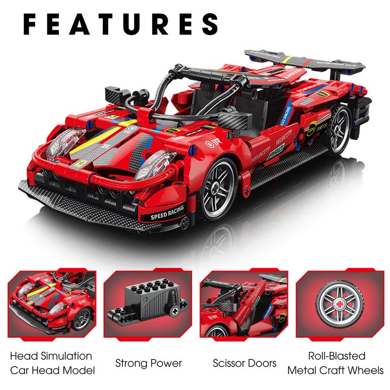 ThinkerPlace 1:18 DIY Blocks Pull-Back Car – Red | Big Pull Back Cars | STEM Learning: Learn About Energy Conversion | Educational Toy for Kids 8+ - Image 3
