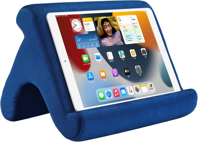 SAMHOUSING Tablet Pillow Stand Holder Dock for Bed with 3 Viewing Angles, Compatible with All Tablets,Phones and iPad Pro 9.7, 10.5,12.9 Air Mini 4 3, Kindle, E-Reader and Books(Navy) - Image 1
