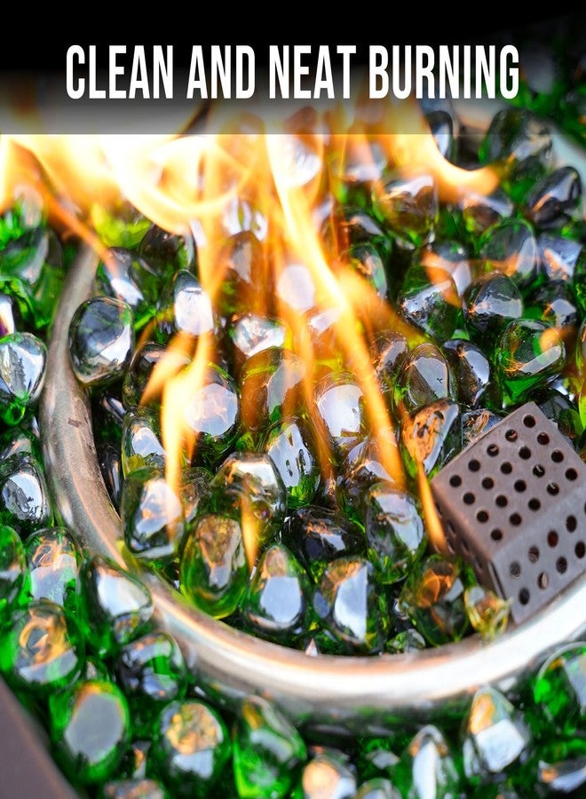 Skyflame ماسات زجاج النار من سكاي فليم، وزن 10 أرطال، لتزيين حفرة النار والمدفأة والحديقة، زجاج عاكس على شكل ماسات، لون أخضر زمردي - Image 3